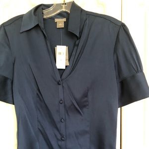Size 4 Blue Silk Ann Taylor Shirt